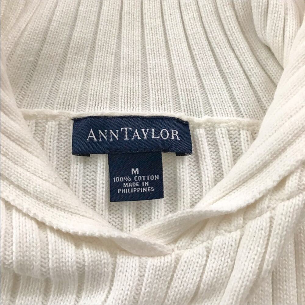 Ann Taylor 100% Cotton Sweater White & Red Nautical Sailor - Picture 2 of 4